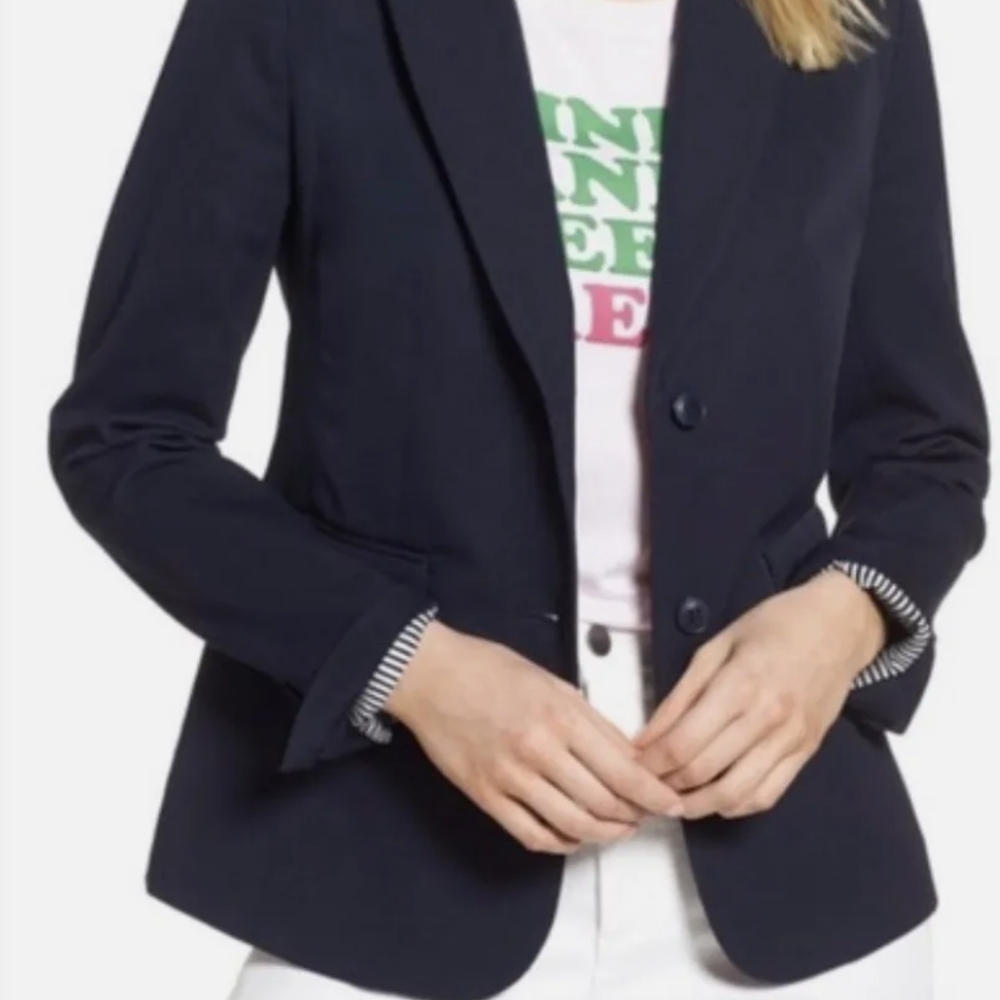 NEW 1901 TWILL BLAZER Navy Blue; Stretch Cotton Size 10 NEW WITH TAGS